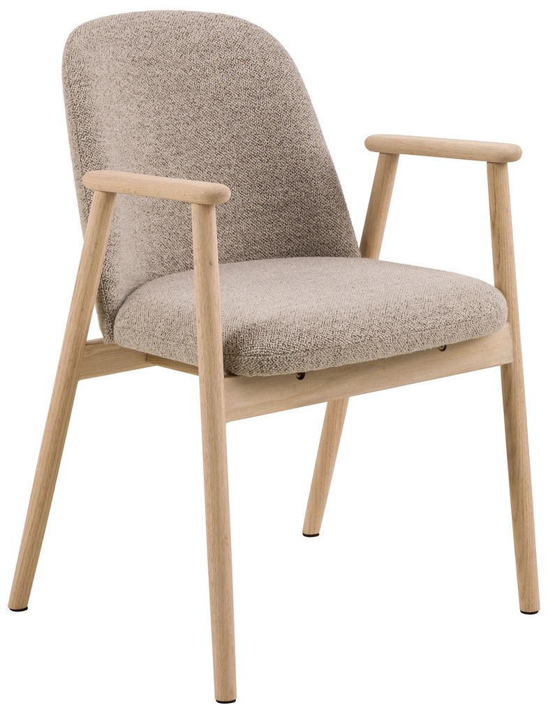 MAZZONI EXPORT RODERIC Bej Latte (material Monza 60)/cadru stejar uleiat - SCAUN DE LEMN BOUCLÉ PENTRU SUFRAGERIE LIVING BUCĂTĂRIE RETRO