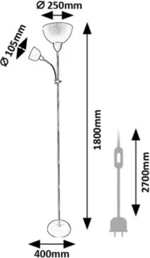 Rabalux 74103 - Lampadar ACTION PRO, 1xE27/60W/230V + 1xE14/25W, bej