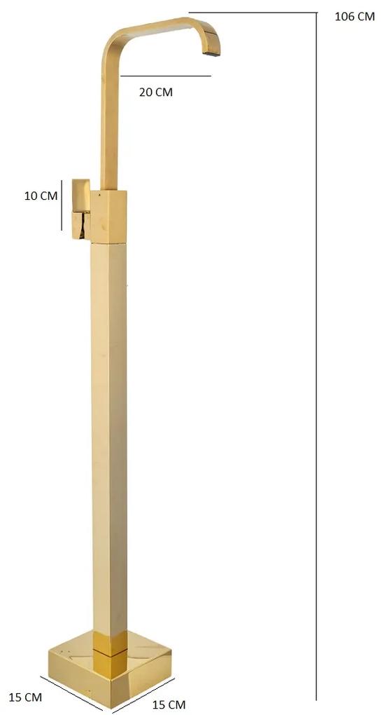 Baterie lavoar freestanding ,desing rectangular, TRENDY'S, gold