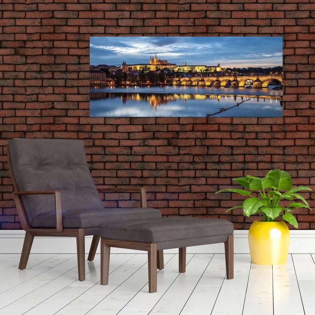 Tablou cu palatul din Praga și podul lui Carol (120x50 cm)