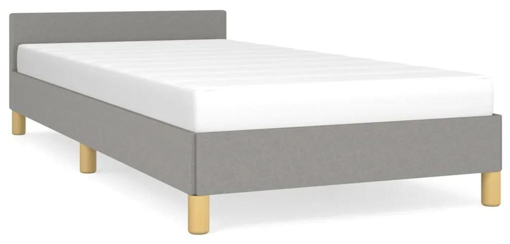 347391 vidaXL Cadru de pat cu tăblie, gri deschis, 100x200 cm, textil