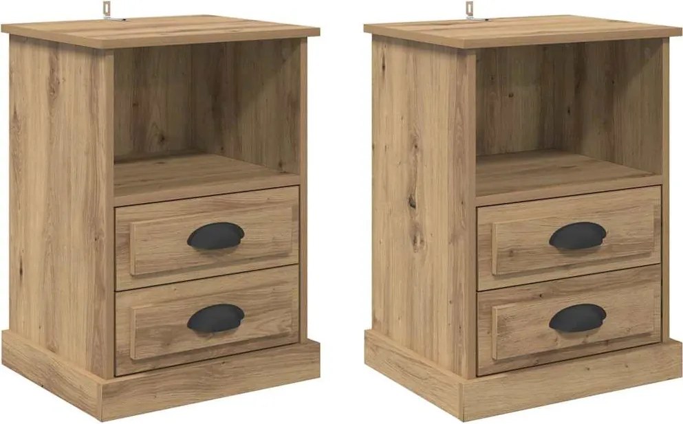vidaXL Dulap de noapte 2 pcs Stejar Artizanal 36 x 43 x 60 cm