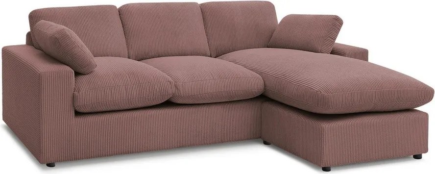 Colțar roz cu tapițerie din catifea reiată Belair – Bobochic Paris