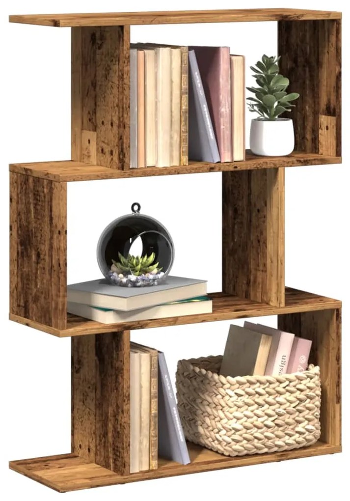 vidaXL Bibliotecă/separator 3 niveluri lemn vechi 70x24x97 cm lemn