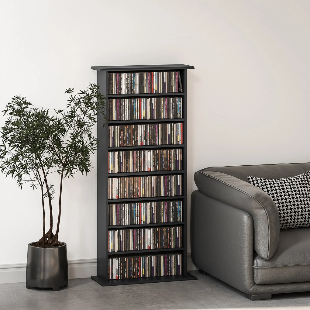 HOMCOM Dulap pentru CD-uri cu 6 Rafturi Reglabile pentru 360 CD-uri/185 DVD-uri Negru | Aosom Romania