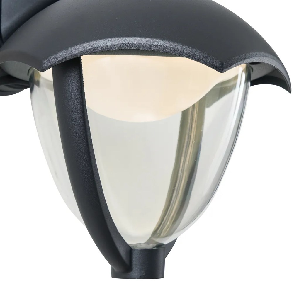 Lampă de perete inteligentă de exterior neagră cu sticlă transparentă, incluzând LED IP54 - Classica