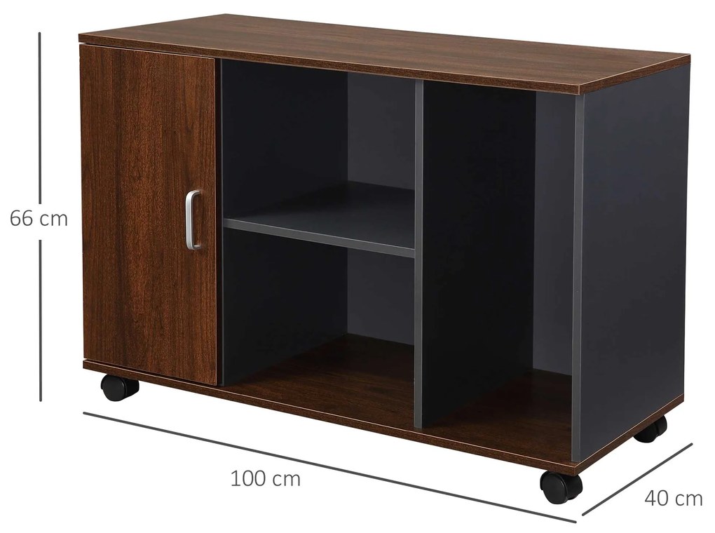 HOMCOM Dulapior Birou Elegant cu Design Funcțional, 100x40x66cm, Nuc Gri | Aosom Romania
