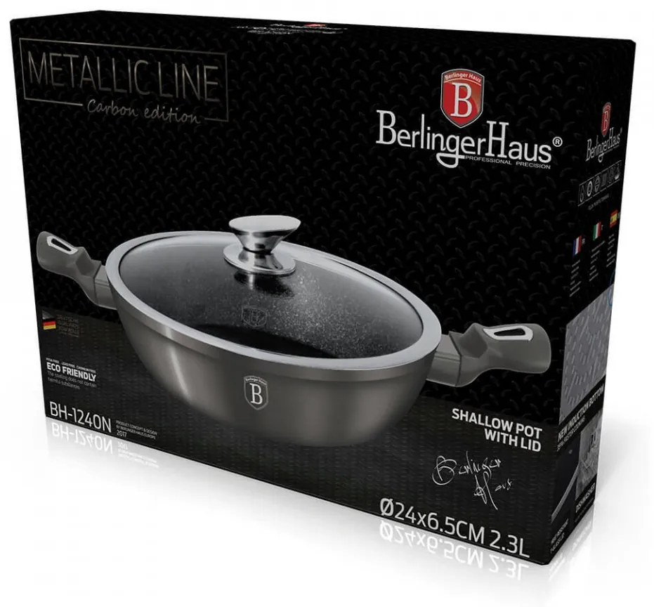 Cratita cu capac 24 cm Carbon Metallic Line Berlinger Haus BH 1240N