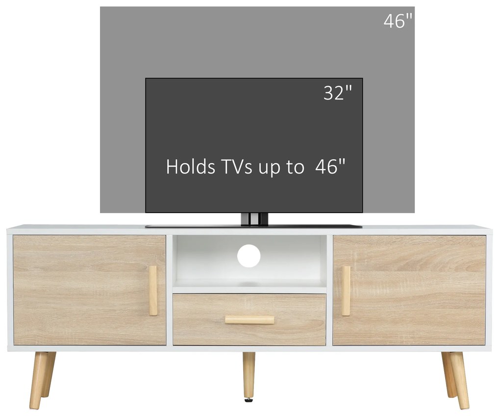 Suport TV modern HOMCOM pentru televizoare de pana la 46", Unitate TV cu dulapuri si sertar | Aosom RO