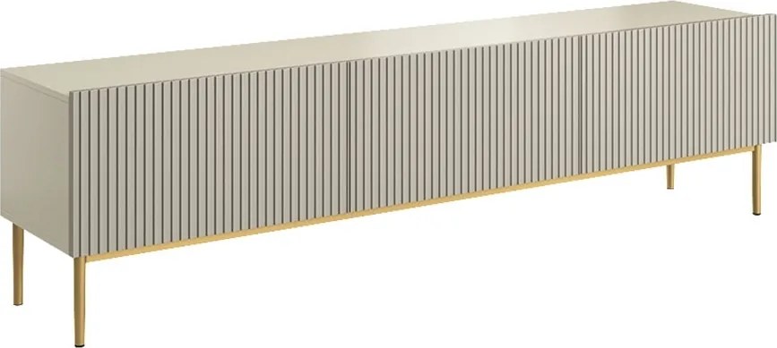 Comodă TV Nicole 200 cm, cu picioare metalice și sertar – cashmir / auriu
