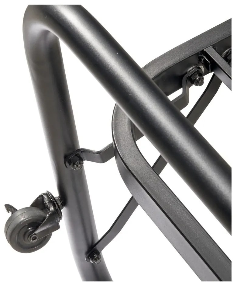 Pat negru din metal pliabil cu somieră 90x200 cm Lucy – WOOOD