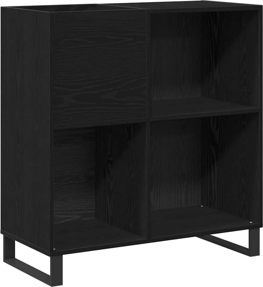 vidaXL Dulap pentru discuri de vinil Stejar Negru 85 x 38 x 89 cm