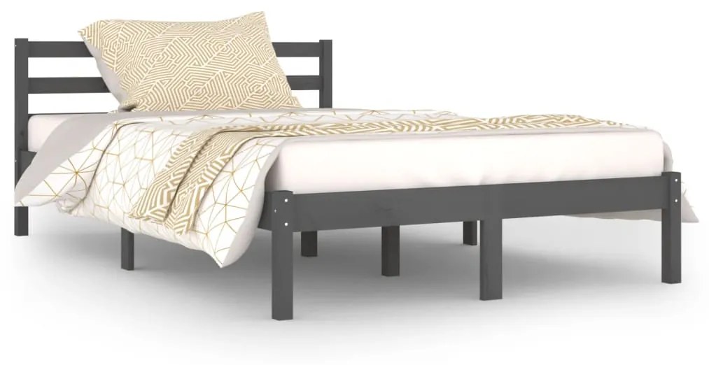 810427 vidaXL Cadru de pat, gri, 120x200 cm, lemn masiv de pin