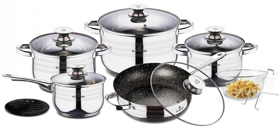 Set oale si tigai otel inoxidabil (13 piese) Gourmet Line Blaumann BL 3166