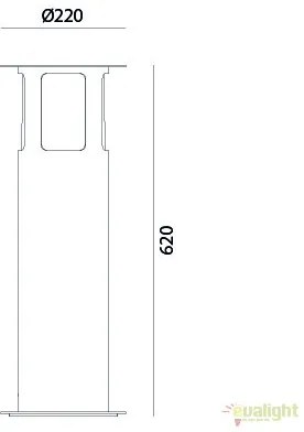 Stalp de exterior modern inaltime 62cm cu protectie IP65, Porto 258.02.FF