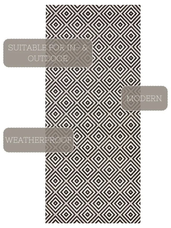 Covor de exterior NORTHRUGS Karo 80 x 120 cm, negru-alb
