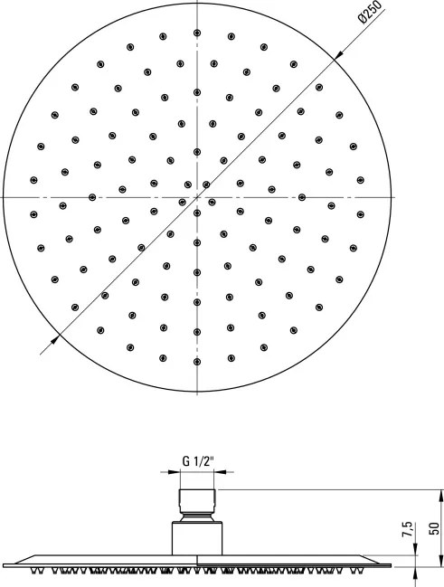Cascada Cap de duș, rotund - 250 mm Finisaj: Negru NAC_N10K