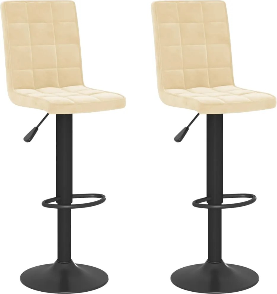 vidaXL Scaune de bar, 2 buc., crem, catifea