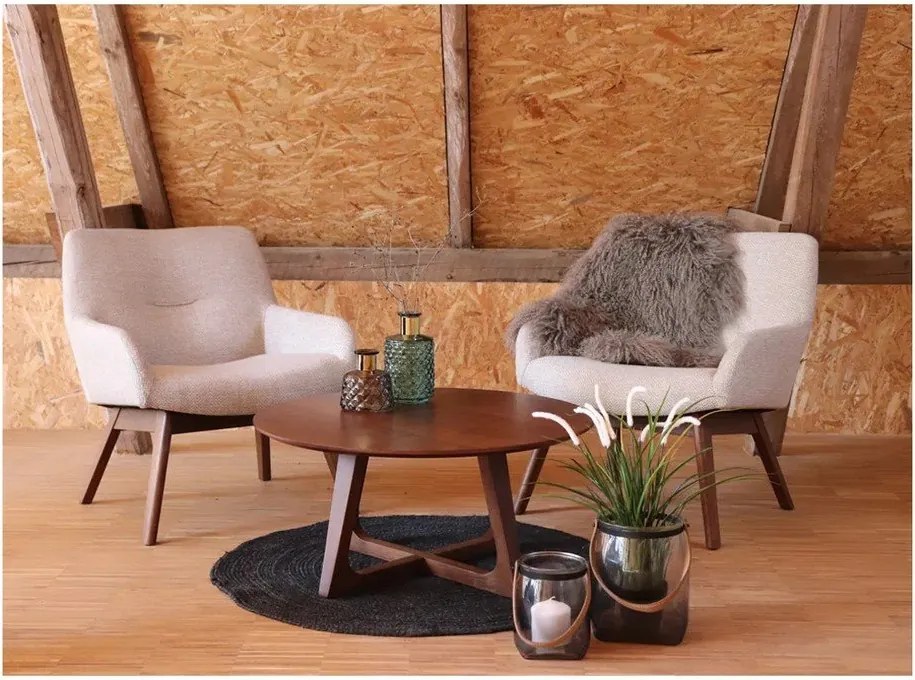 Fotoliu din lemn de nuc House Nordic London, maro bej