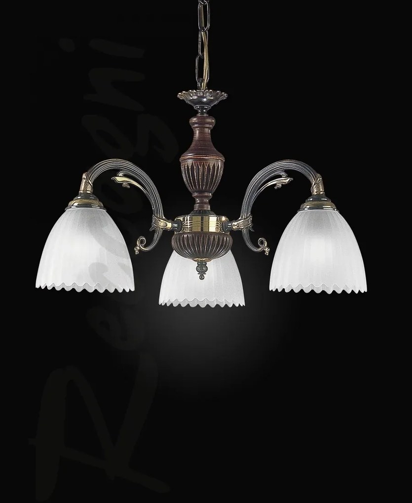 Candelabru 3 brate design italian din alama cu lemn 3510