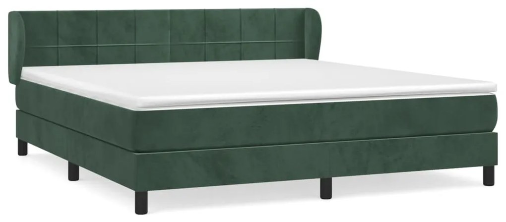 3127508 vidaXL Pat box spring cu saltea, verde închis, 180x200 cm, catifea