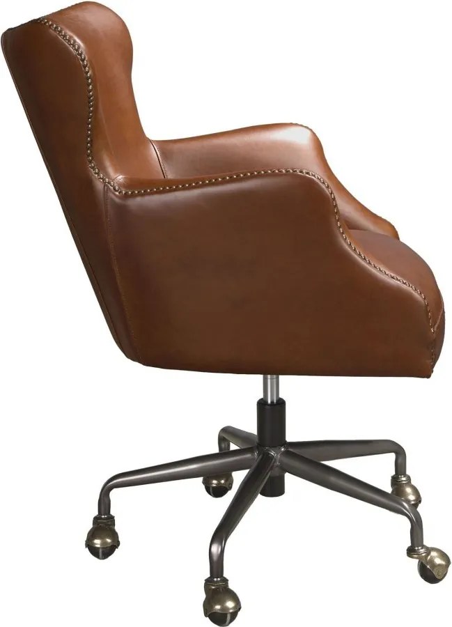 Scaun de birou pivotant design LUX, Piele Naturala, Dark brown