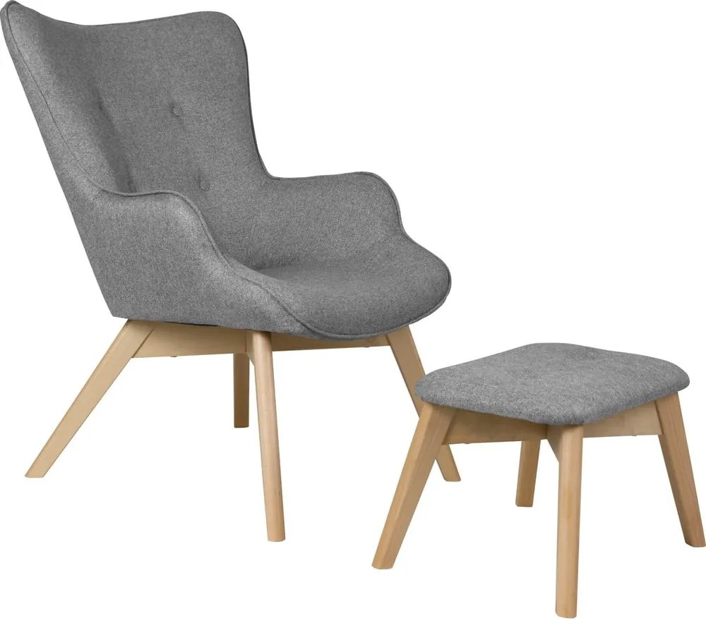 Fotoliu cu taburet gri Niko – Ropez