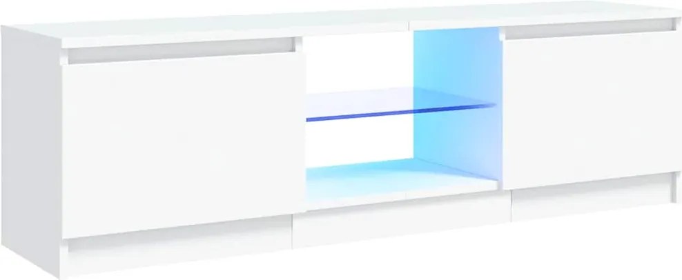 vidaXL Comodă TV cu lumini LED, alb, 120x30x36 cm