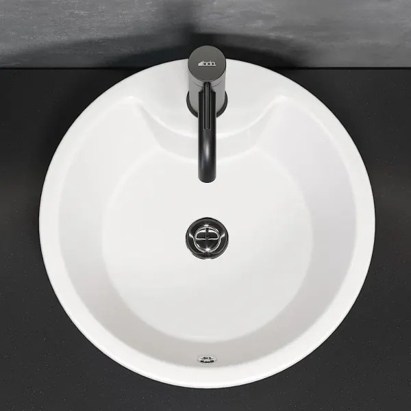BATH DELUXE 06-045-11-11-00 - Lavoar DRAMMEN pentru montaj pe blat, Ø 40,1 cm, ceramică, alb