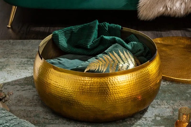 Masuta auxiliara design unicat Orient Storage 70cm, auriu