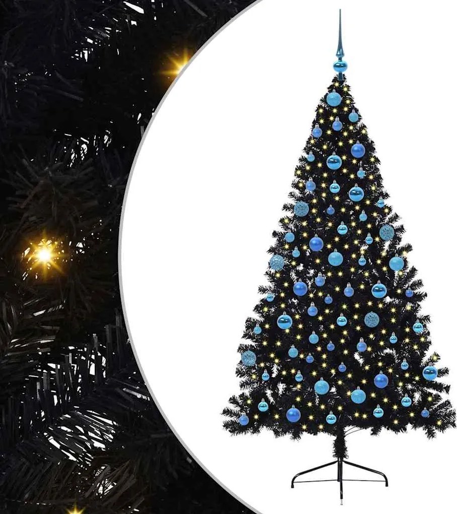 vidaXL Pom de Crăciun artificial pre-iluminat Negru 180 cm PVC