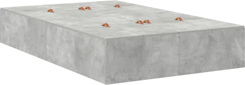 vidaXL Cadru de pat cu depozitare Gri din beton 120 cm Lemn compozit