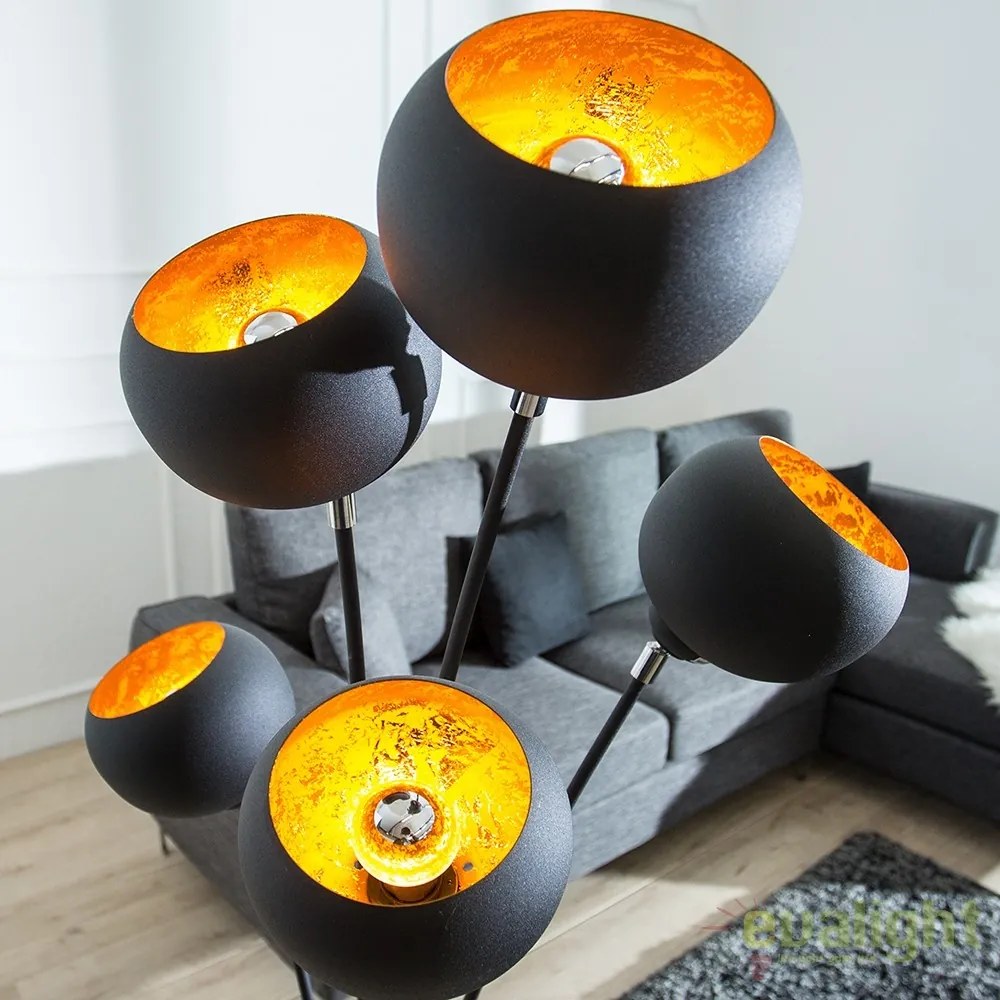 Lampadar / Lampa de podea moderna Magma negru/ auriu A-37004 VC