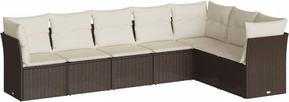 vidaXL Set canapele de grădină cu perne, 7 piese, maro, poliratan