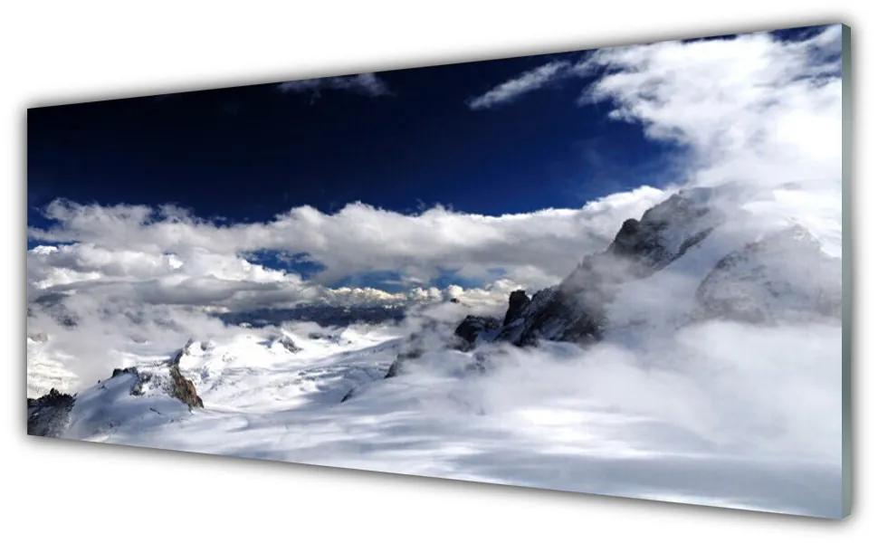 Tablouri acrilice Nori de munte Peisaj Gri Alb Violet