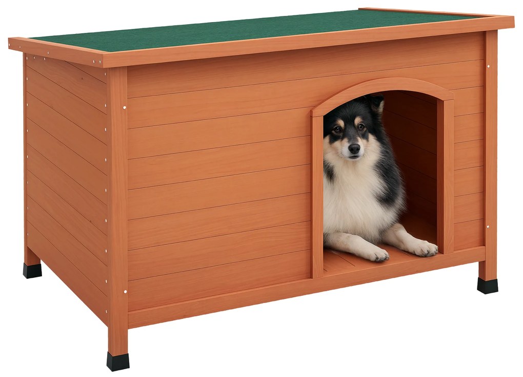 PawHut Căsuță pentru câini Căsuță pentru câini din lemn Căsuță pentru câini XXL, 100 cm x 65,5 cm x 68 cm, Maro + Verde | Aosom Romania