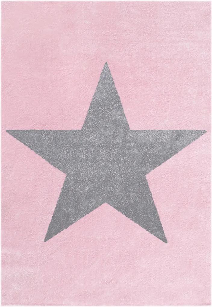 Covor pentru copii cu Stea – Roz/Argintiu Star 160x230 cm
