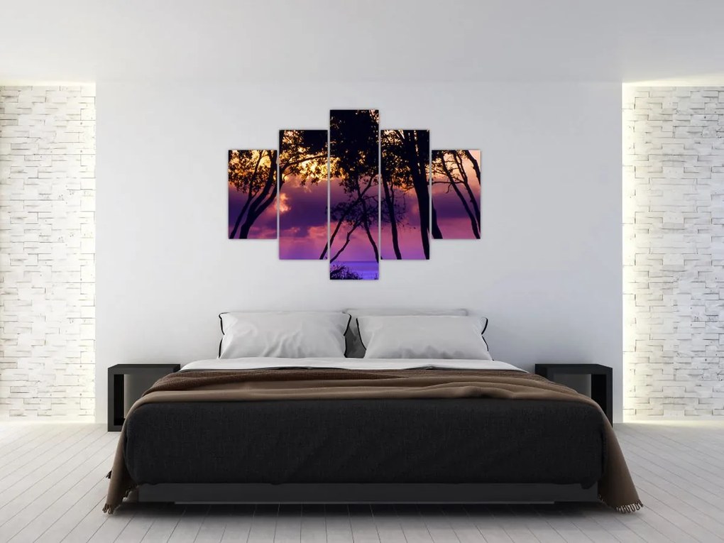 Tablou - Copaci la apus de soare (150x105 cm)