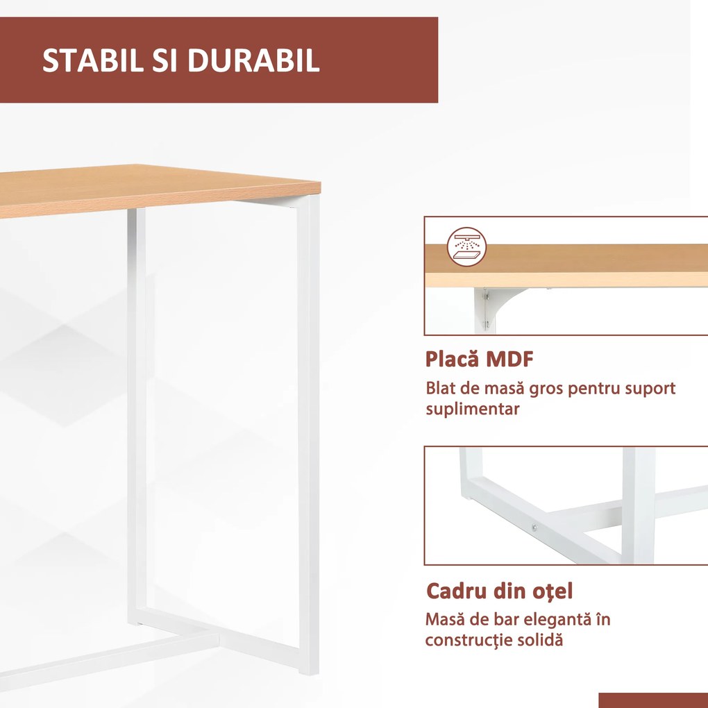 Masa tip bar HOMCOM, pentru bucatarie, masa inalta, tejghea | Aosom Romania