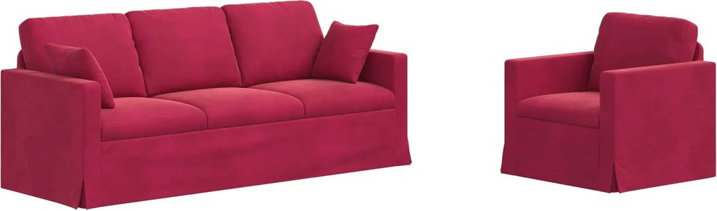 vidaXL Set de canapea 2 pcs Roșu Vin 198 x 78 x 80 cm Catifea