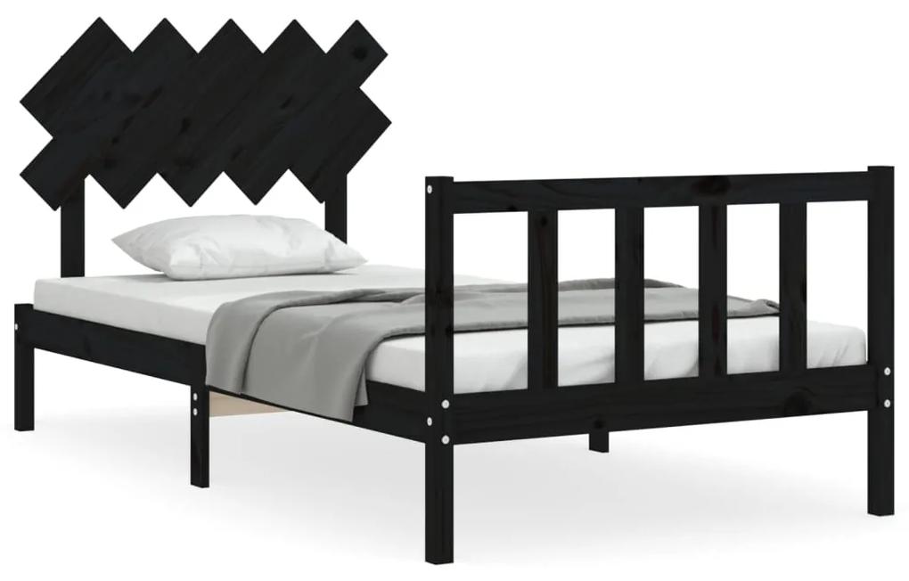 3193460 vidaXL Cadru de pat cu tăblie, negru, 100x200 cm, lemn masiv