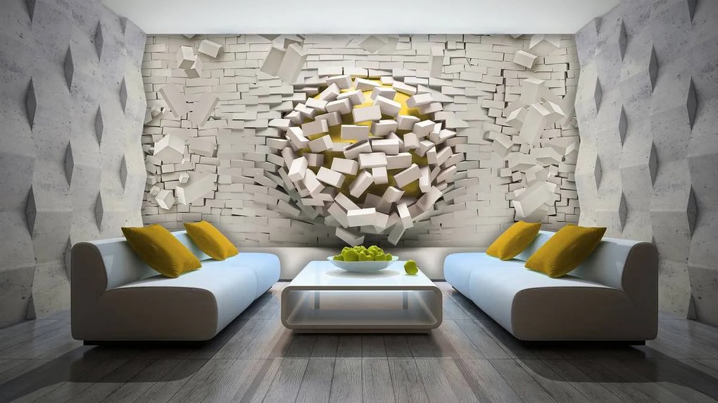 Fototapet - 3D perete cu minge (254x184 cm)