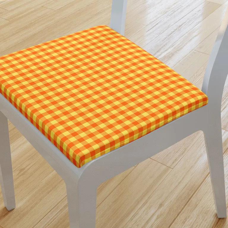 Goldea pernă pentru scaun 38x38 cm - kanafas - carouri mici galben-portocaliu 38 x 38 cm