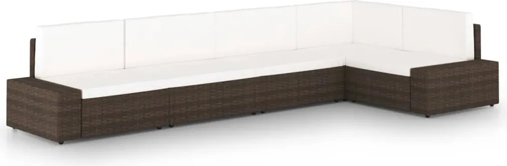 vidaXL Set mobilier de grădină cu perne, 5 piese, maro, poliratan