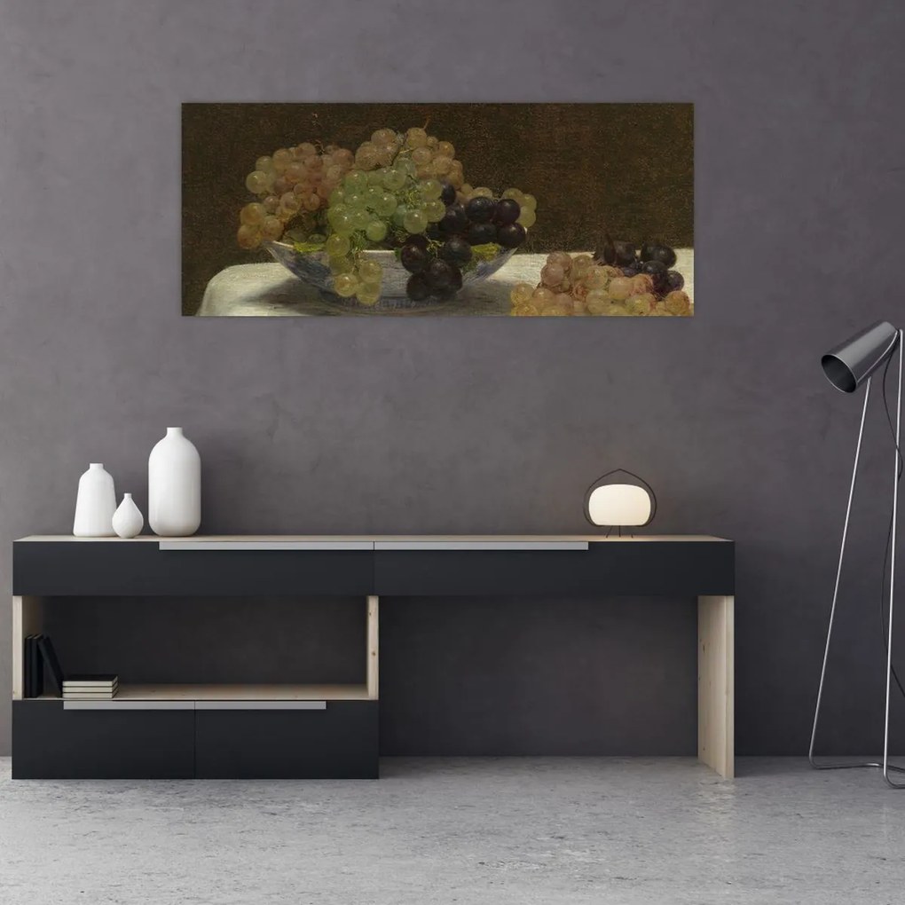 Tablou - Henri Fantin-Latour, Still Life with Grapes and a Carnation, reproducere (120x50 cm)