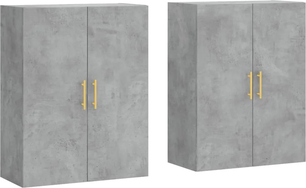 vidaXL Dulap cu montaj pe perete, 2 buc, gri beton, 69,5x34x90 cm