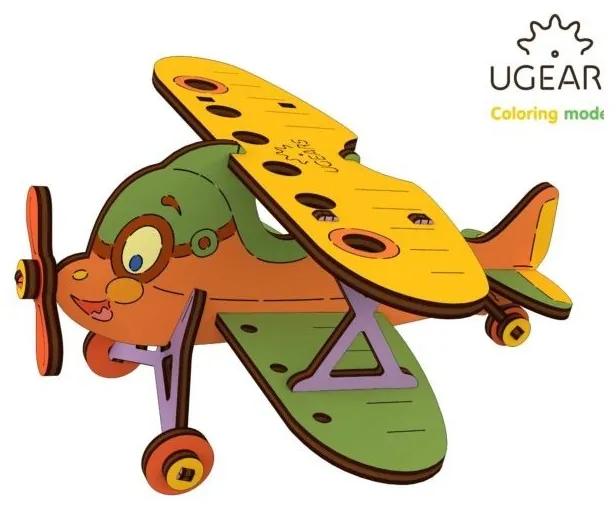 Avion - Puzzle 3D de colorat pentru copii