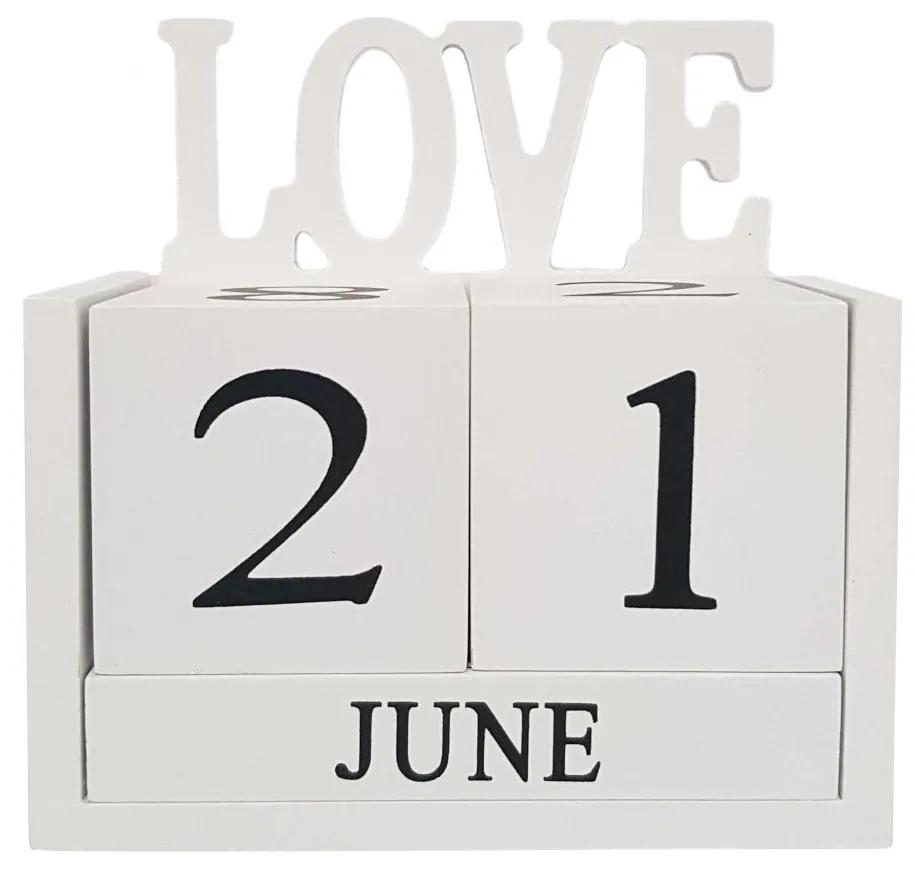Calendar LOVE din Lemn, 14 x 7x 14 cm, Alb