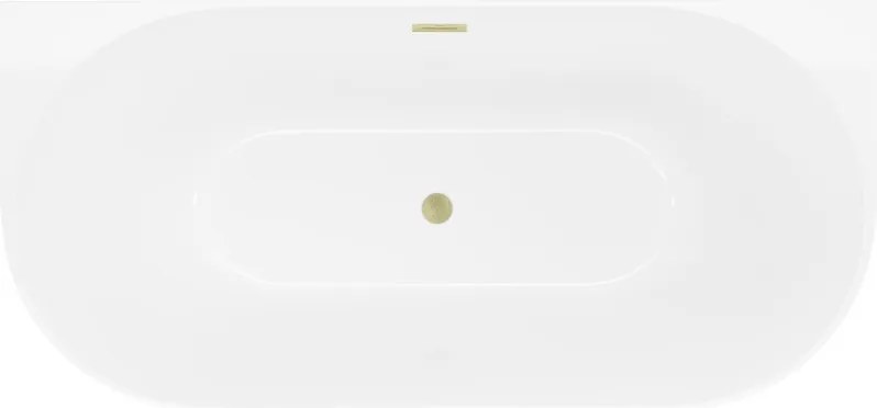 Mexen Oval Slim cadă de baie independentă montată pe perete 170 x 80 cm, albă, preaplin auriu periat - 52661708000-55