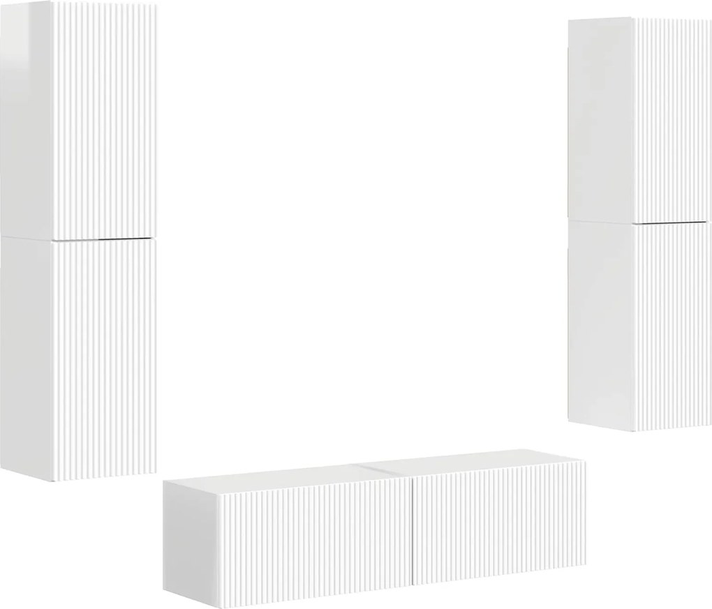 vidaXL Set comodă TV 6 pcs Alb lucios Lemn compozit